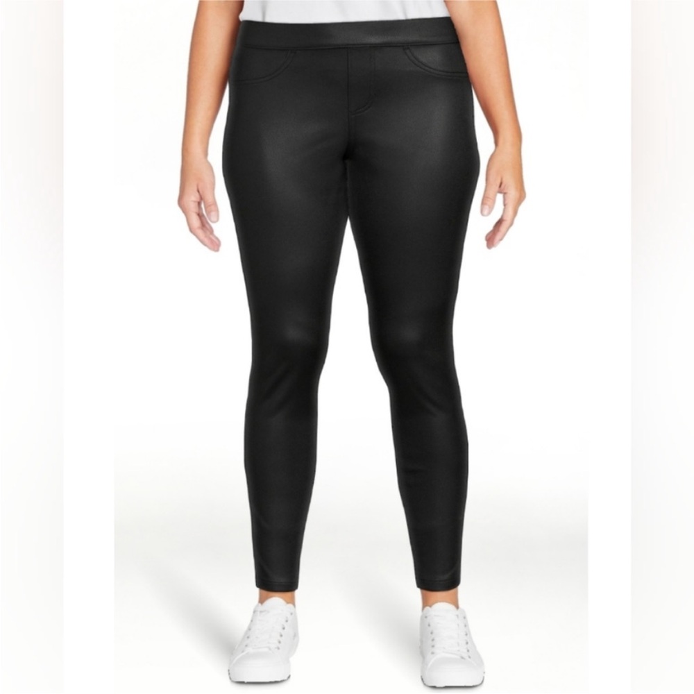 No Boundaries Women's Sleek Black Faux Leather‎ Leggings